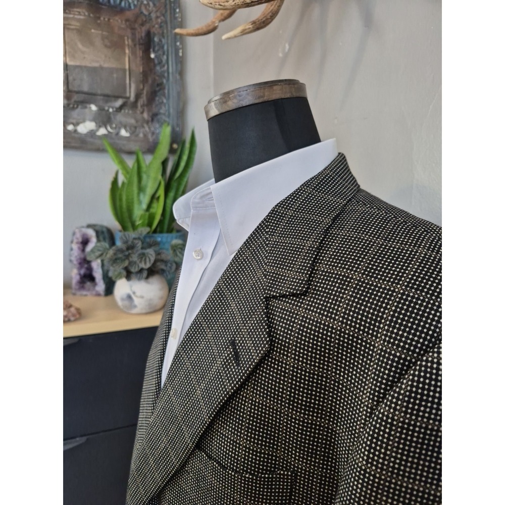 Bill Kaiserman Mens Wool Sports Coat 46R Black Check USA 2 Button Blazer T703